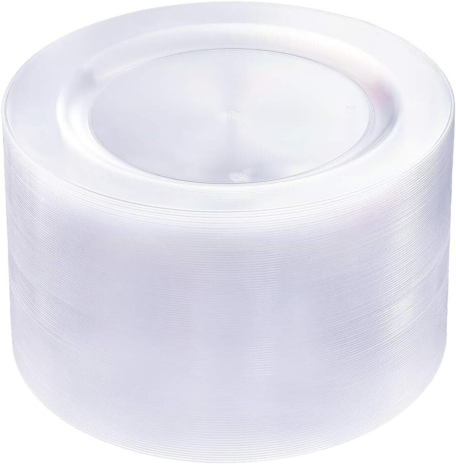 Elegant 10.25 Inch Clear Plastic Plates - 100 Premium Disposable Dinner Plates