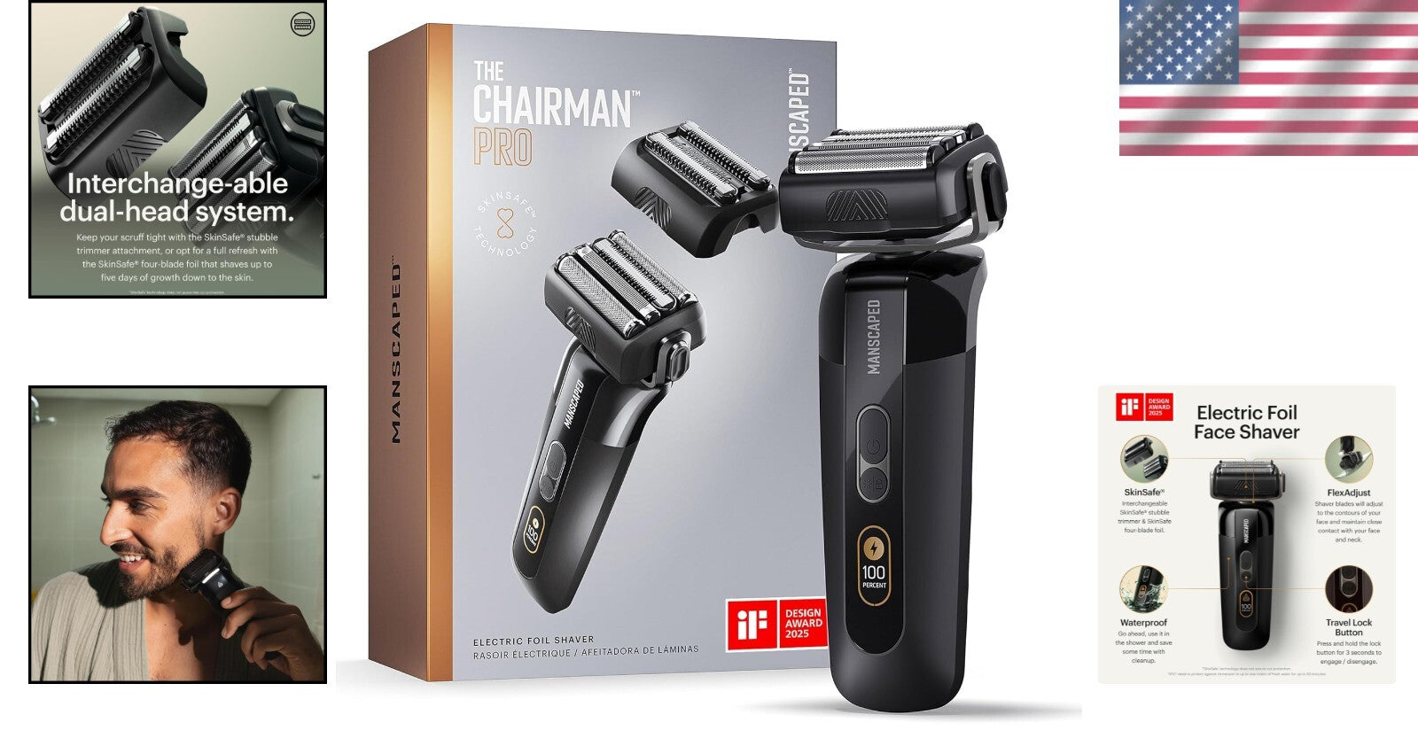 The Chairman PRO Men’s Electric Foil Shaver: SkinSafe, Travel Ready & Versatile