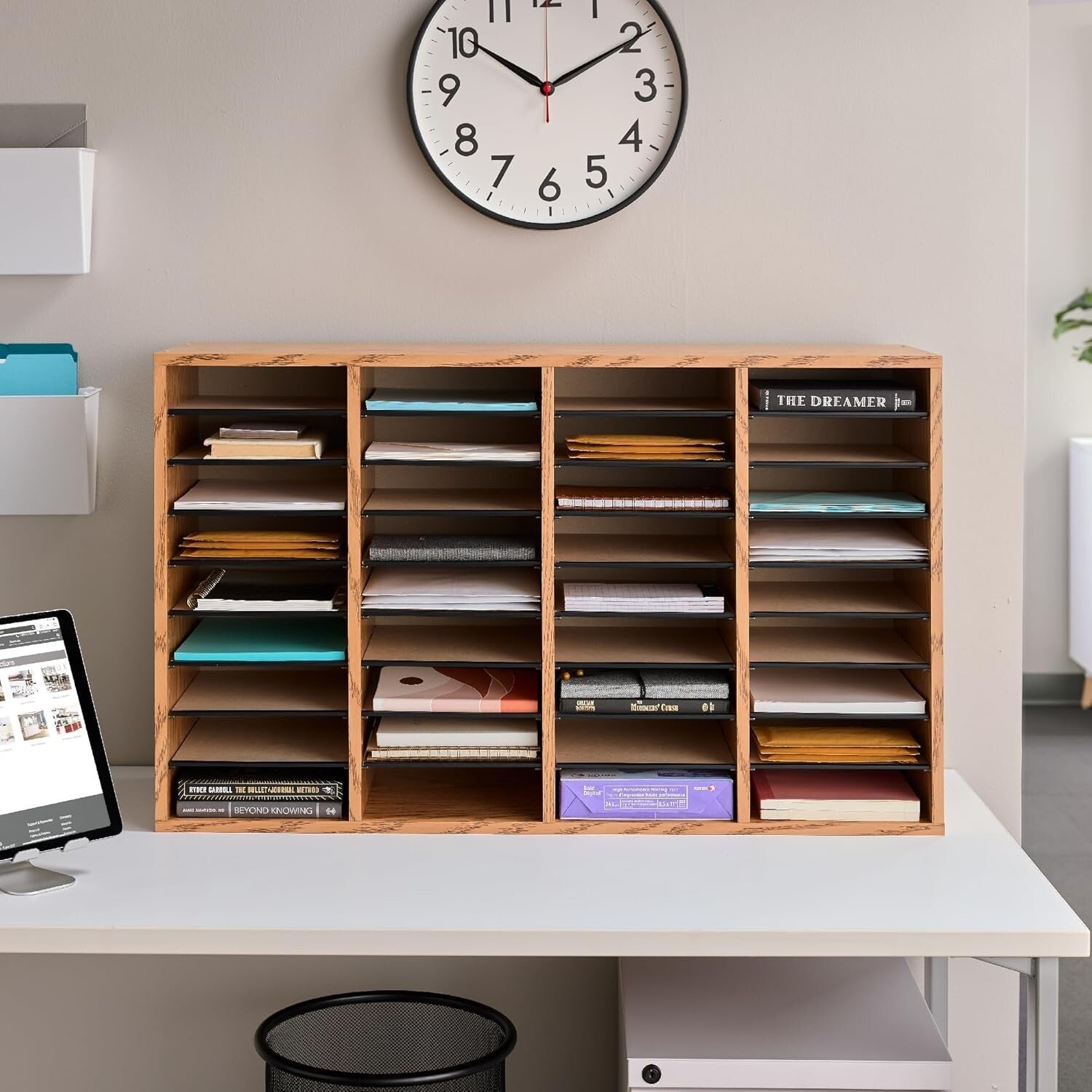 Multi-Functional 36 Compartment Literature Sorter - Easy Access Wooden Organizer