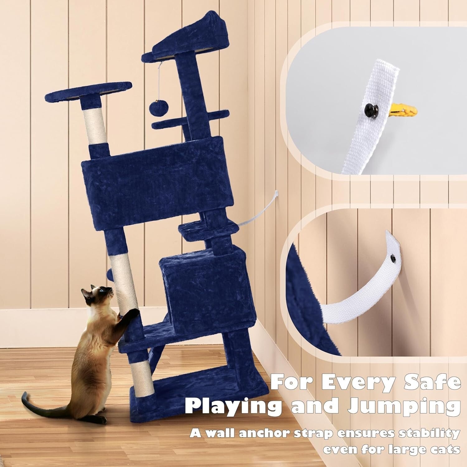 Elegant 54in Cat Tree Condo Tower with Perches and Scratch Posts for Kittens