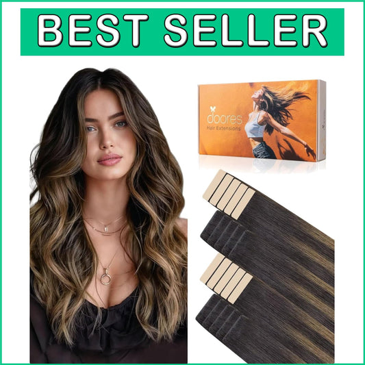 Luxury Human Hair Tape-In Extensions: 18 Inch, Dark to Chestnut, Hypoallergenic