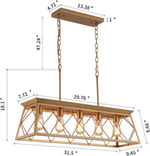 Load image into Gallery viewer, Adjustable 5-Light Gold Farmhouse Chandelier for Living Room and Dining Areas