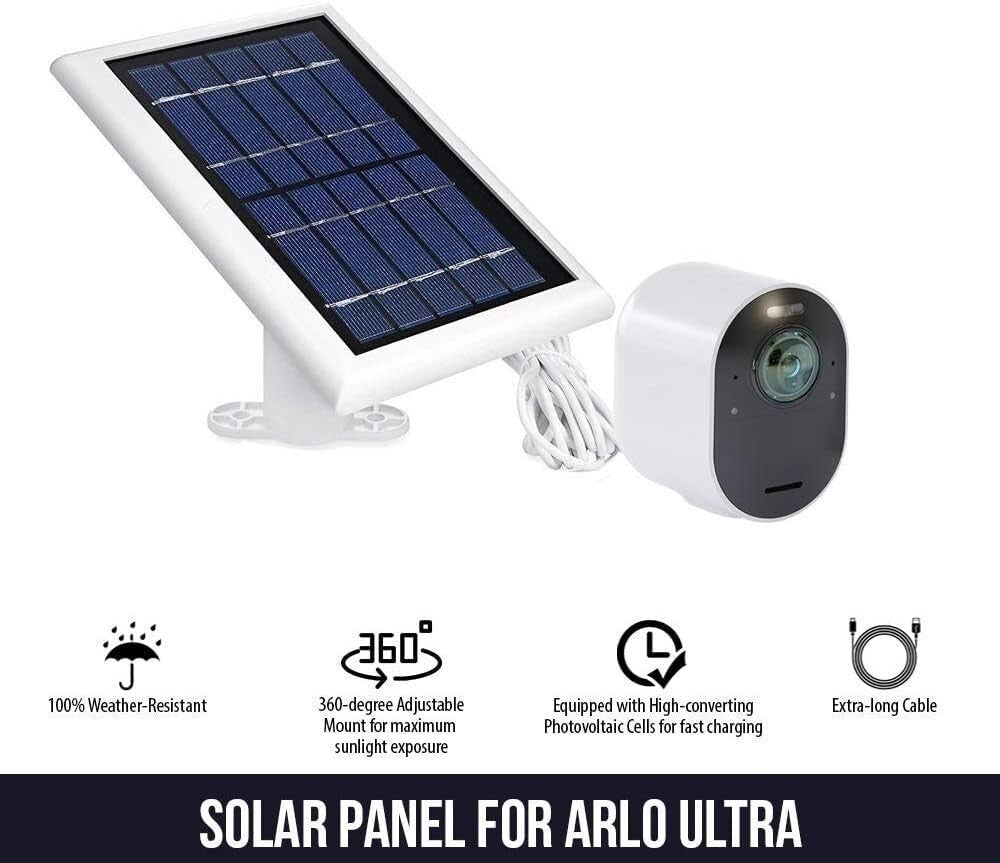 2-Pack Solar Panels with 13.1ft Magnetic Cable - Compatible with Arlo Camera