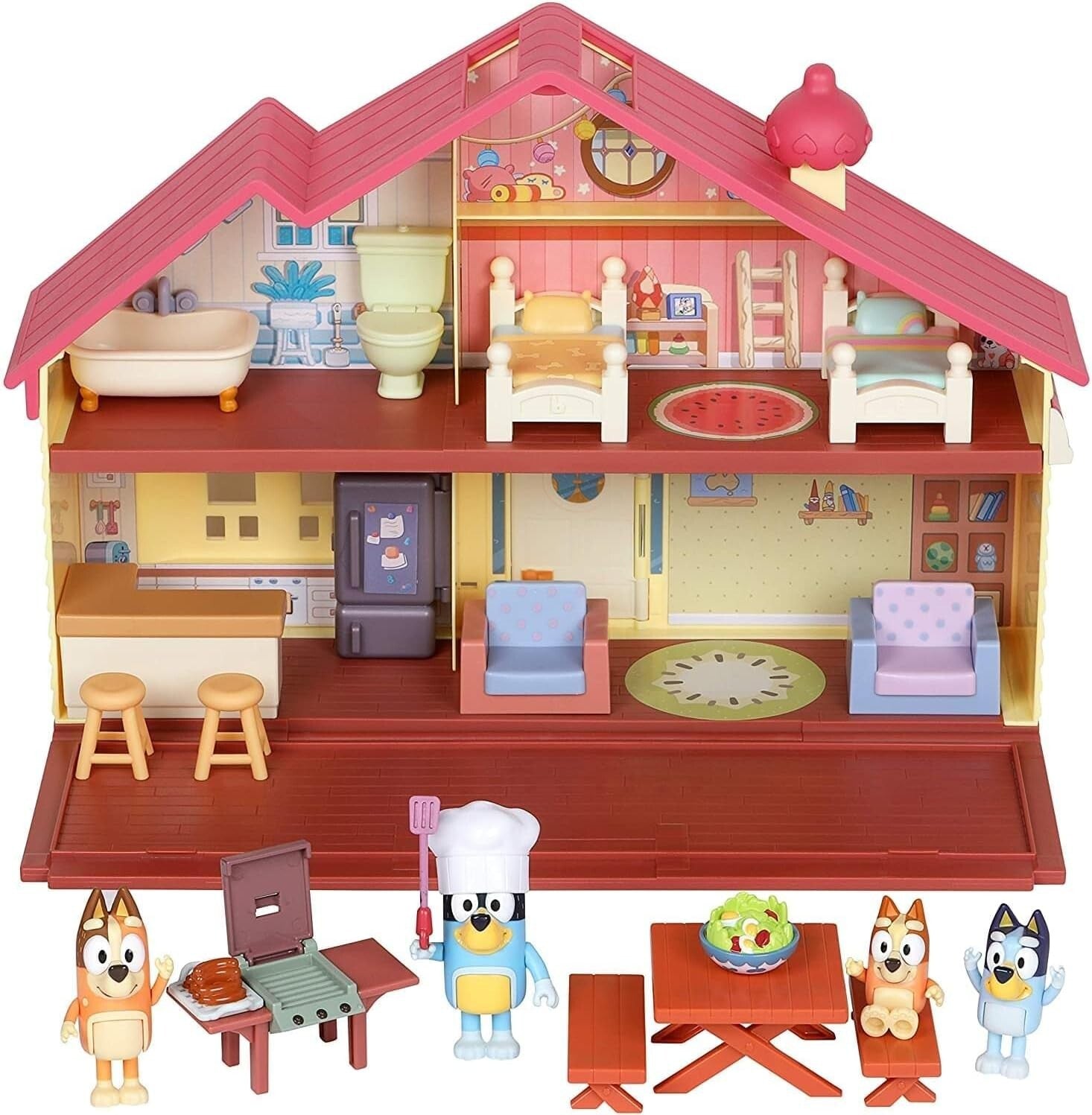 Interactive Bluey BBQ Playset with 4 Figures & Removable Furniture Pieces
