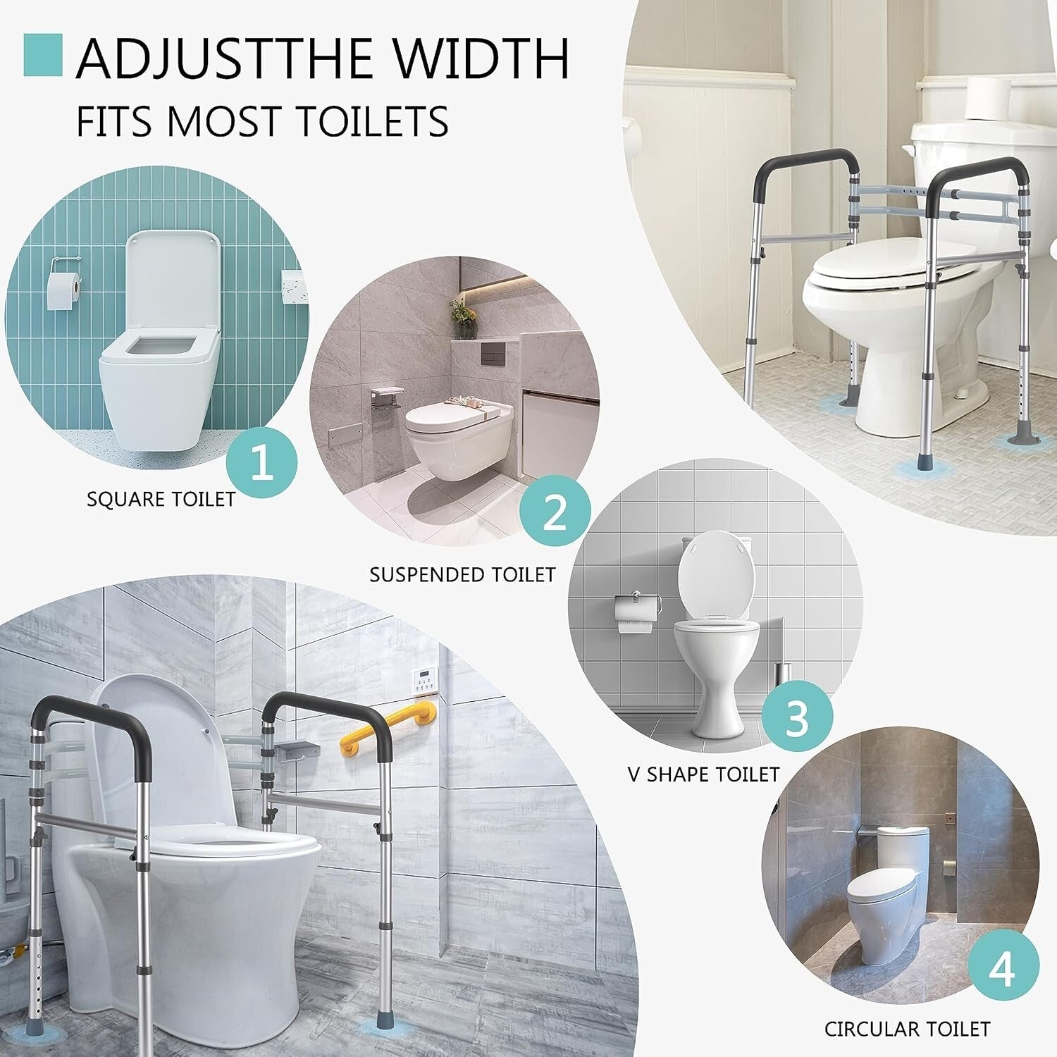 Foldable Toilet Safety Frame with Foam Grip Handles - Elderly & Disabled Support