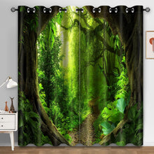 Load image into Gallery viewer, Soft Touch Polyester Blackout Curtains with Forest Design - 2 Panels 52"x84"