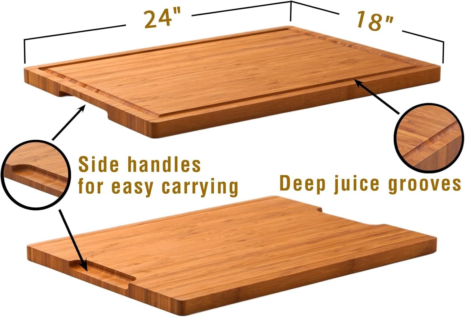 Durable 3-Layer Bamboo Cutting Board - Ideal for Cheese & Charcuterie Serving