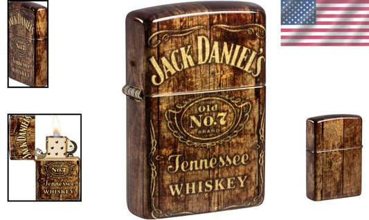Stylish Jack Daniel's Brass Lighter - Unique Windproof Design, Lifetime Warranty
