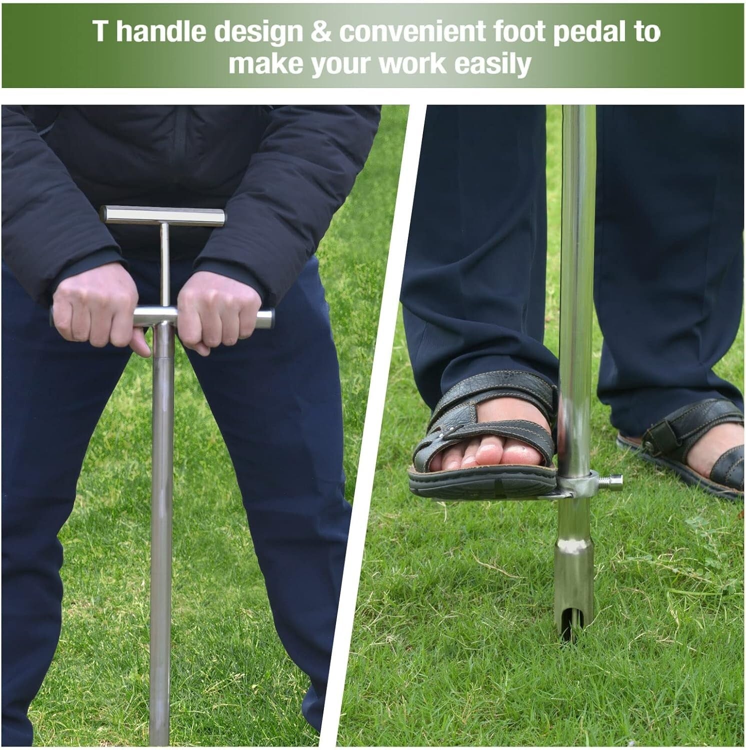 Premium 40-Inch Soil Probe for Home Gardening and Lawn Care - Stainless Steel