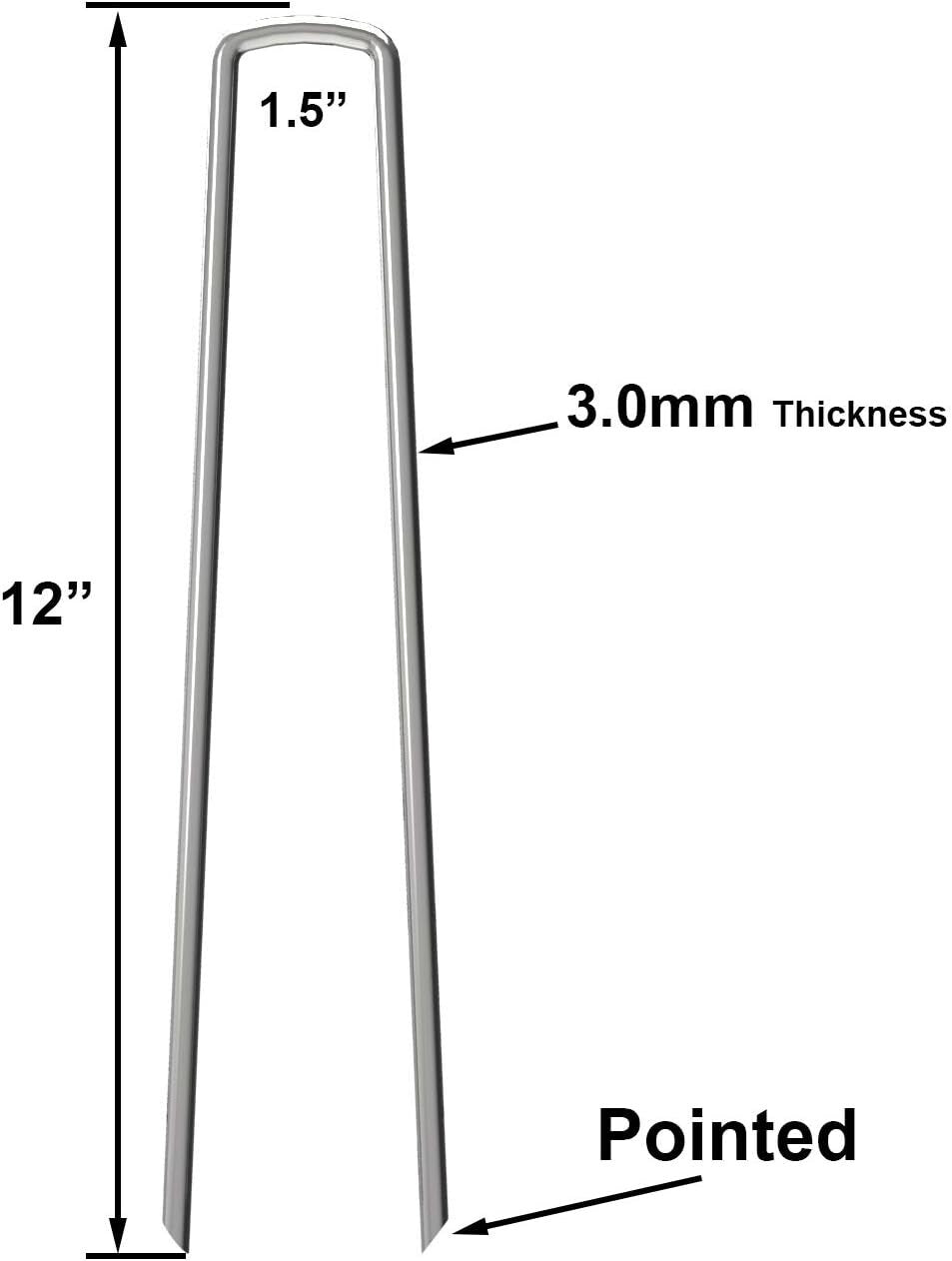 200 Pack Heavy Duty 12" Galvanized Garden Stakes - Rust Resistant Landscape Pins