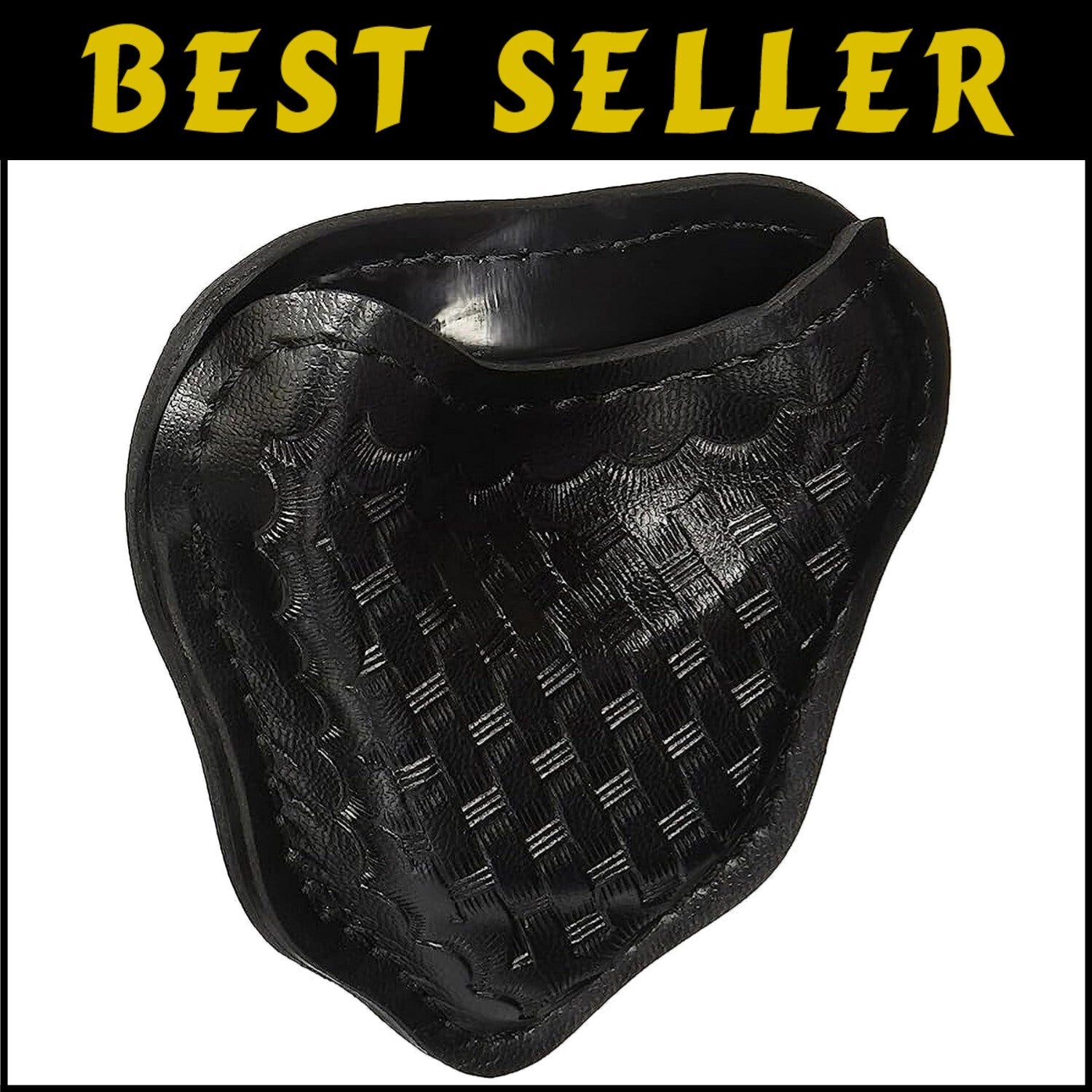 Open Top Handcuff Case for Duty Belt - Durable Black Leather Utility Holder