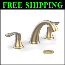 Load image into Gallery viewer, Luxury Brushed Gold Bathroom Sink Faucet with Two Handles &amp; High-Arc Spout