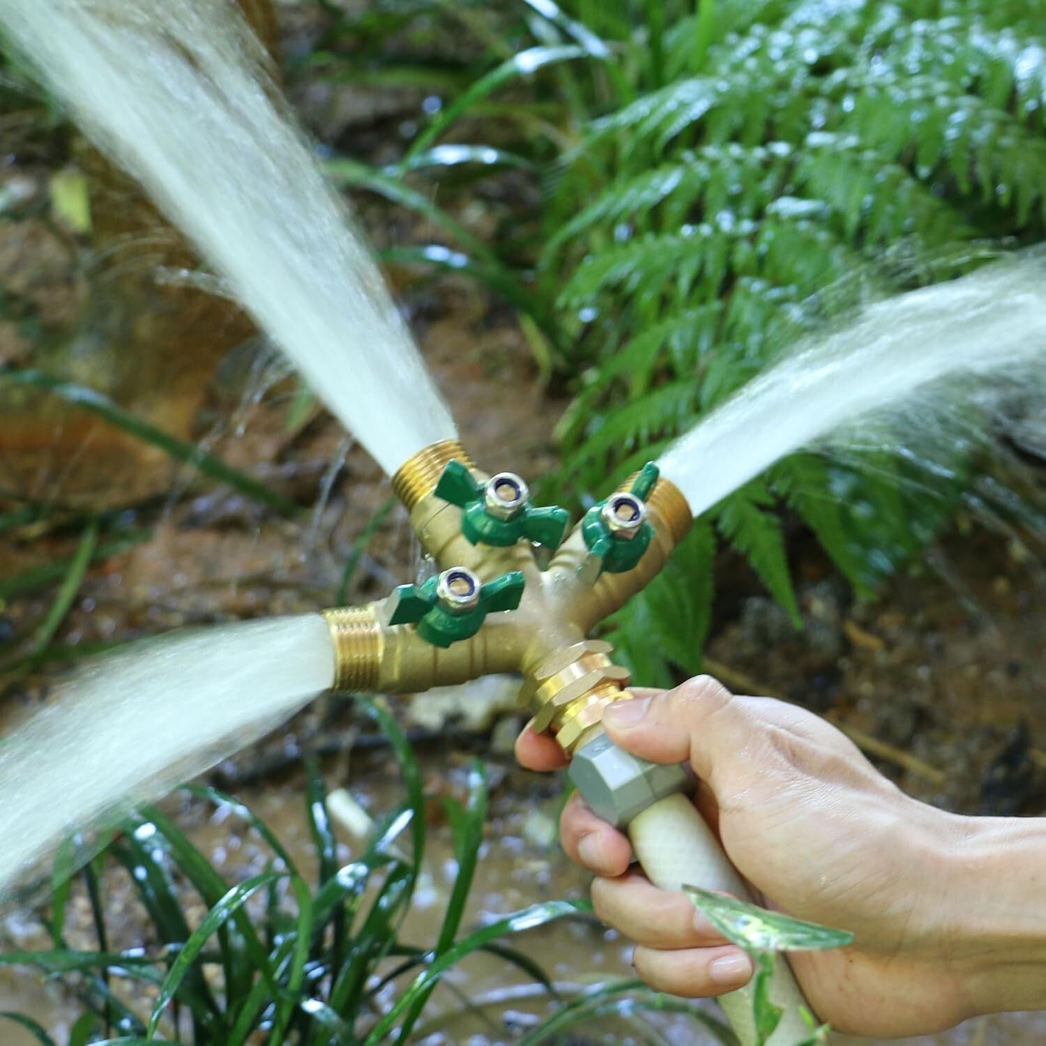 Full Flow 3-Way Garden Hose Splitter with Swivel and Anti-Corrosion Features