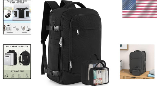 Ergonomic Travel Backpack with Packing Cubes - 40L Waterproof Adventure Bag