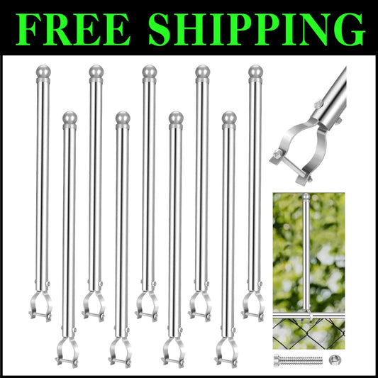 Durable 20" Chain Link Fence Post Extender Set - 9 Pcs in Galvanized Steel