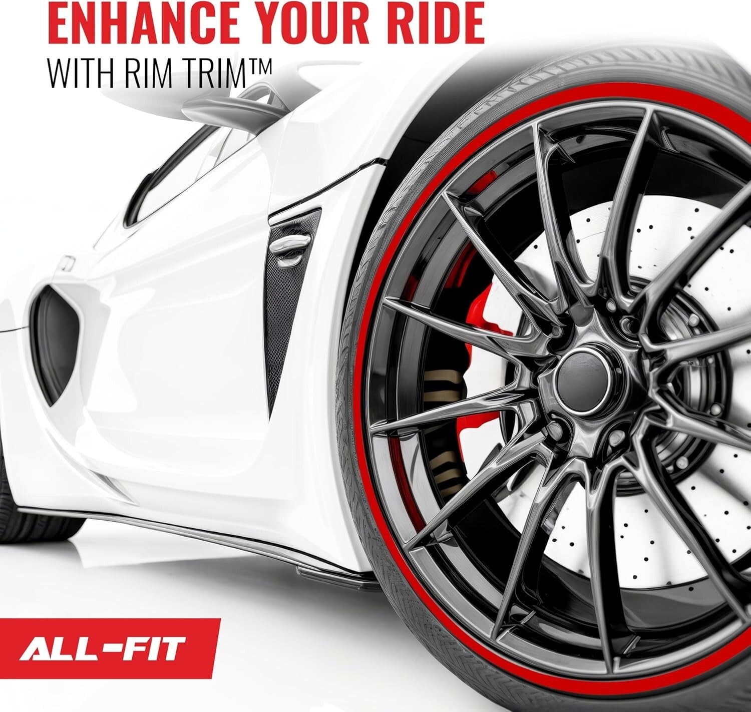 Durable 25ft Red Wheel Rim Protector for 24" Wheels – Easy DIY Installation