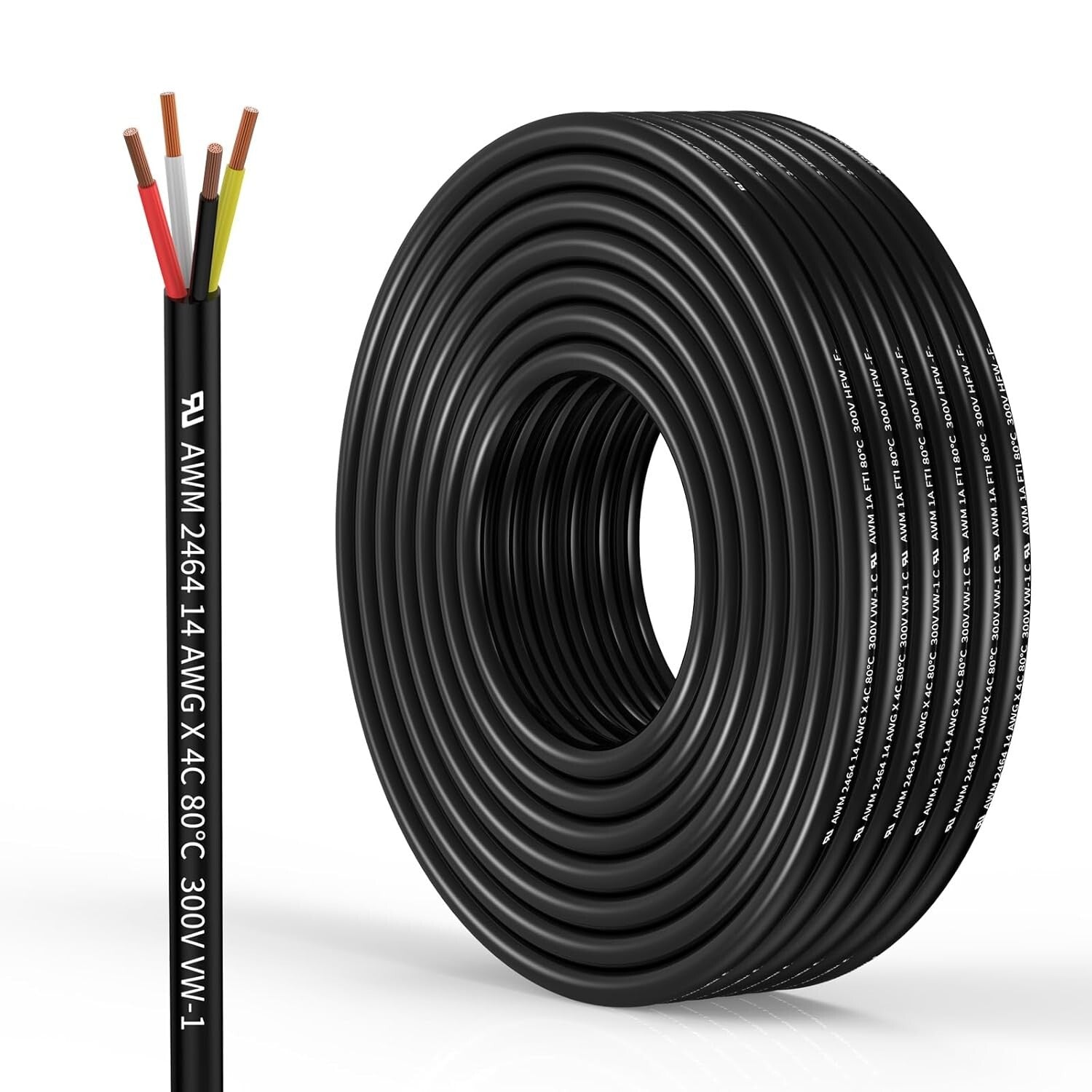 Durable Oxygen-Free 4 Conductor Copper Cable 50FT for Easy Electrical Projects