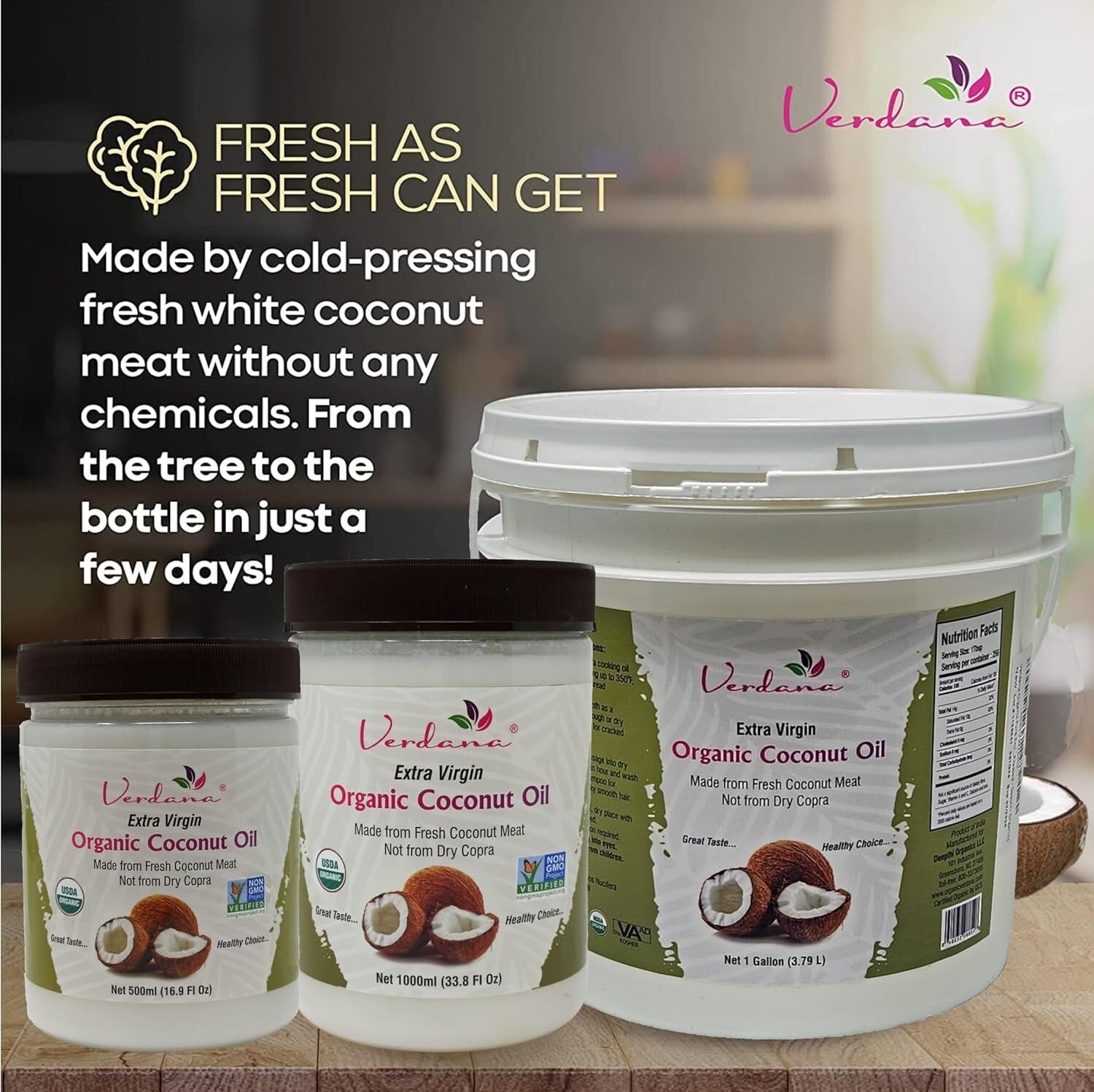 Large 1 Gallon Extra Virgin Coconut Oil - Healthy Cooking & Natural Skincare