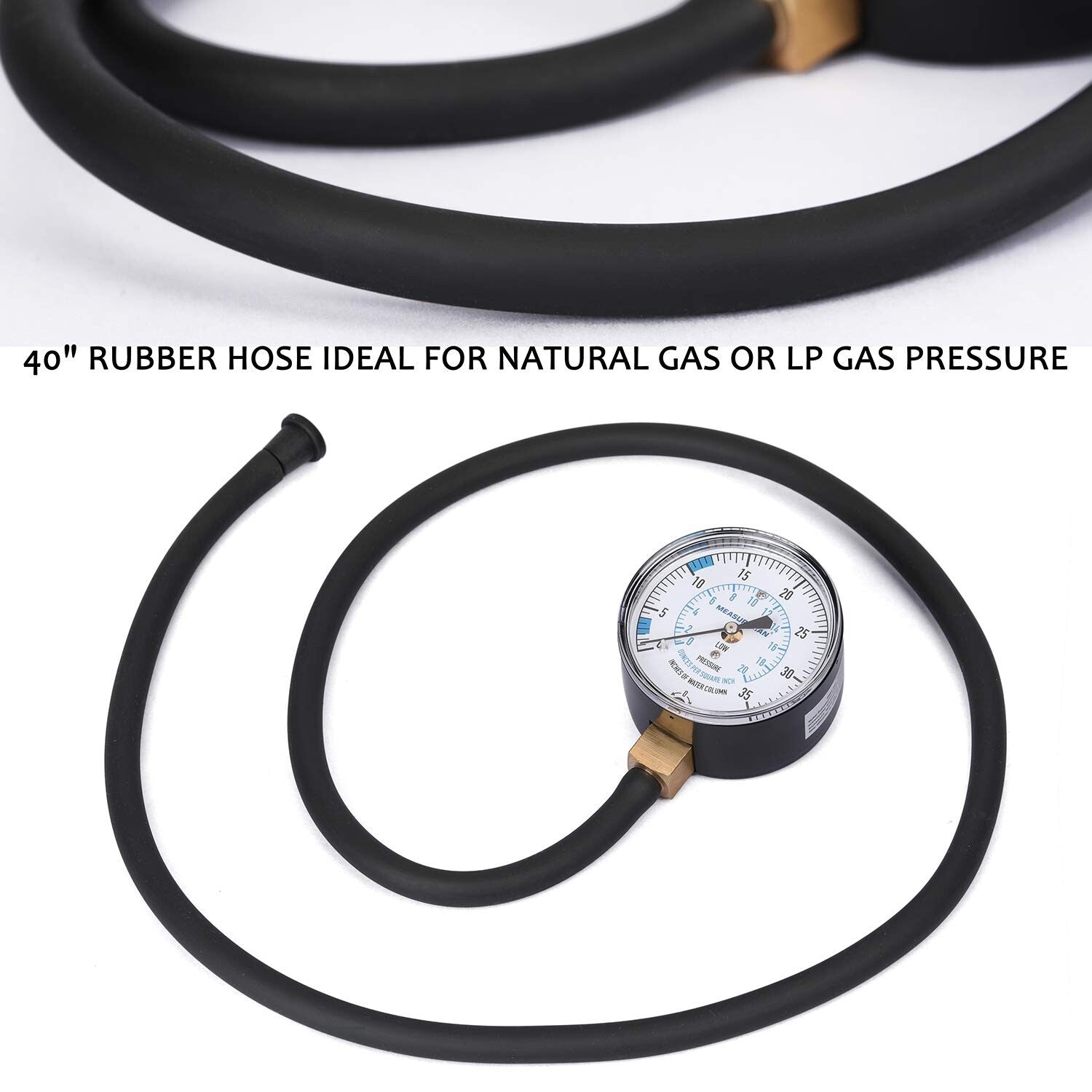 2.5" Dial Gas Pressure Gauge Kit for Natural and LP Gas - Lightweight & Accurate