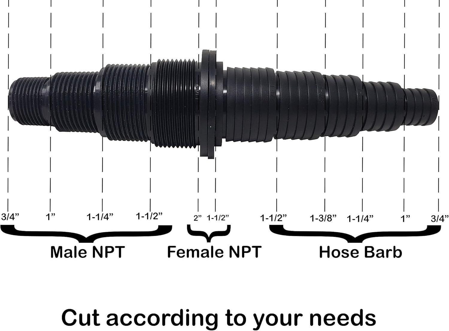 Fish Safe Universal Pond Fittings - Barbed Design for Secure Connections