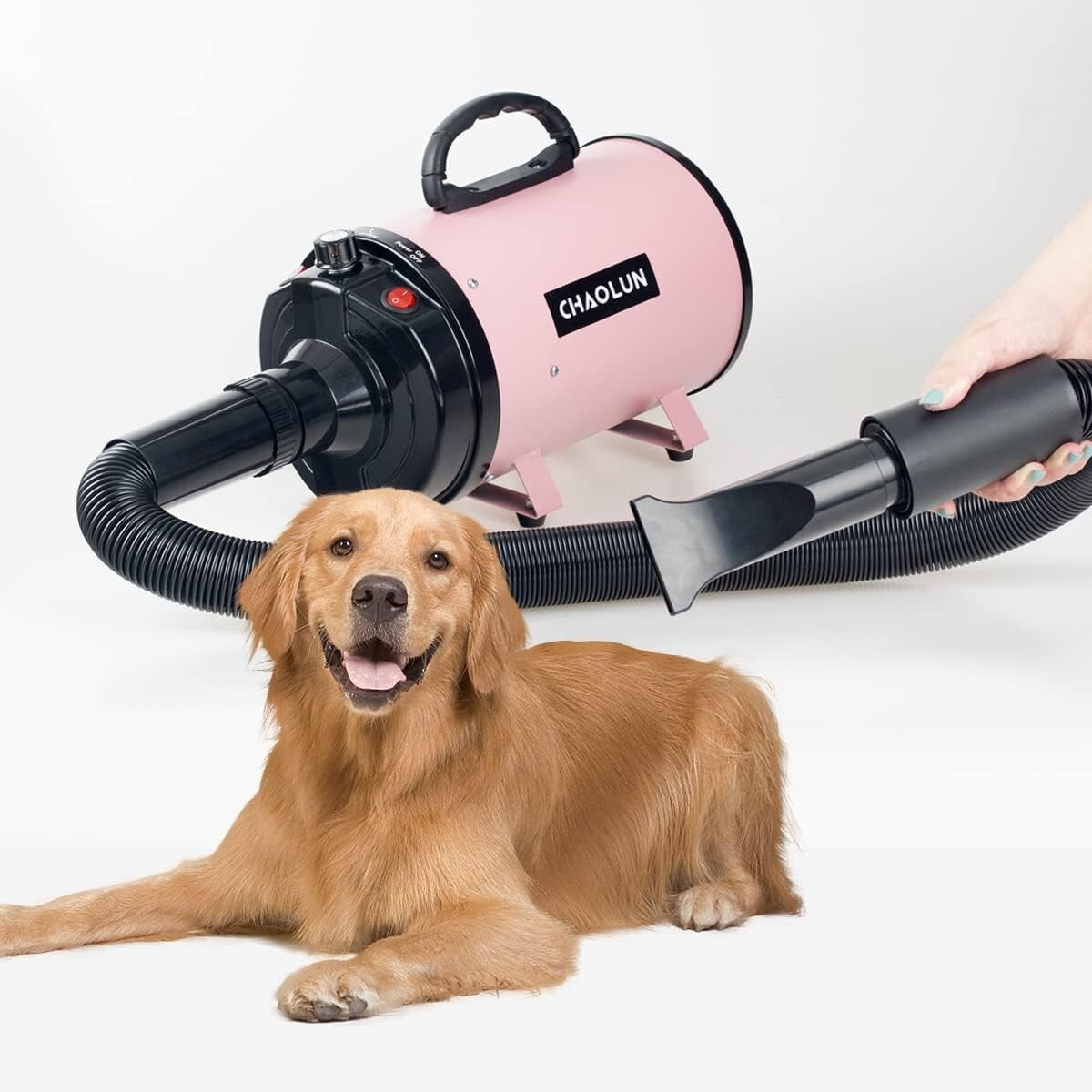 Lightweight Pink Pet Dryer: High Velocity Grooming Tool with Adjustable Speed