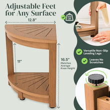 Load image into Gallery viewer, Modern Brown Waterproof Shower Stool with Adjustable Legs and Corner Shelf