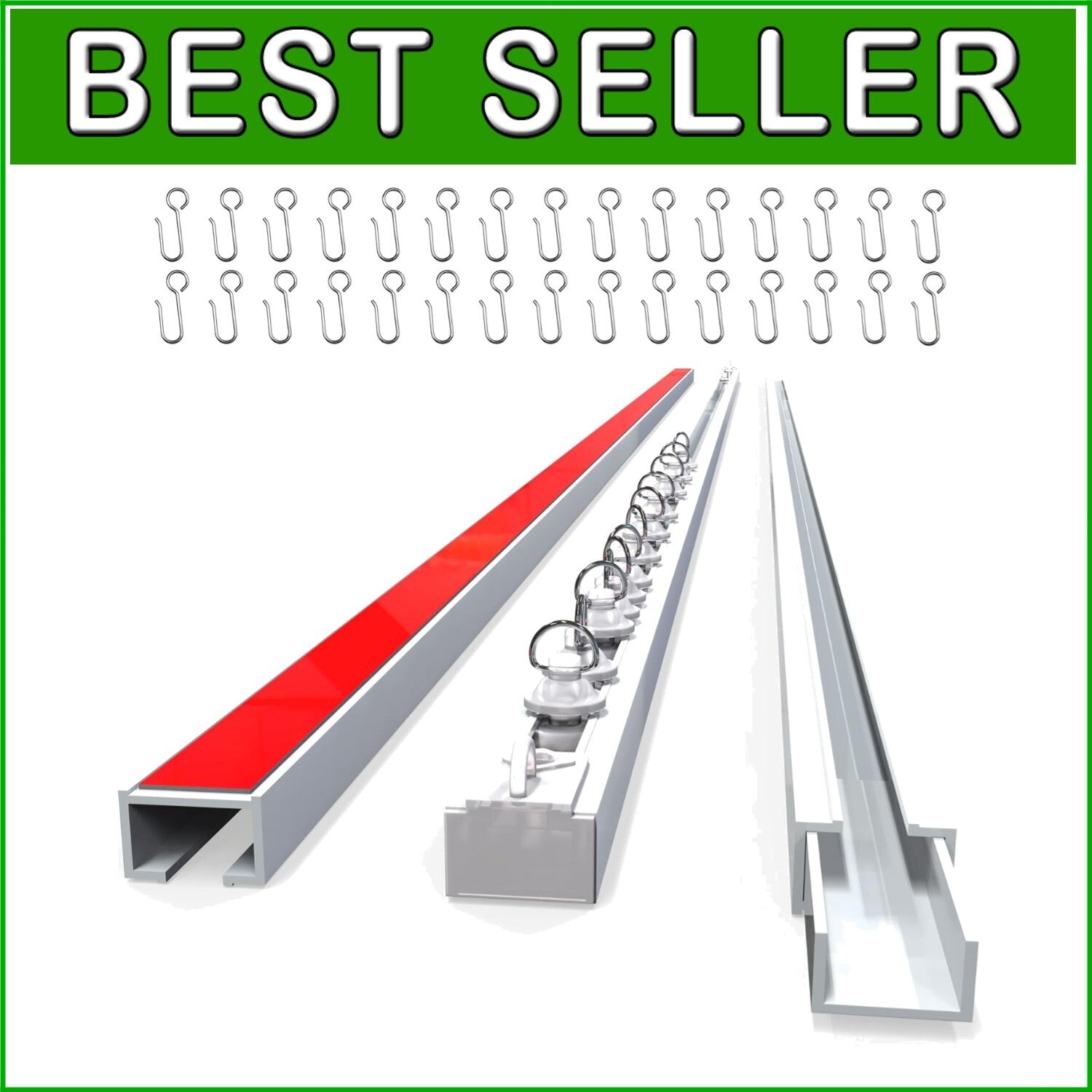 16.4FT Self-Adhesive Curtain Track - Lightweight PVC, Easy Install, All-in-One