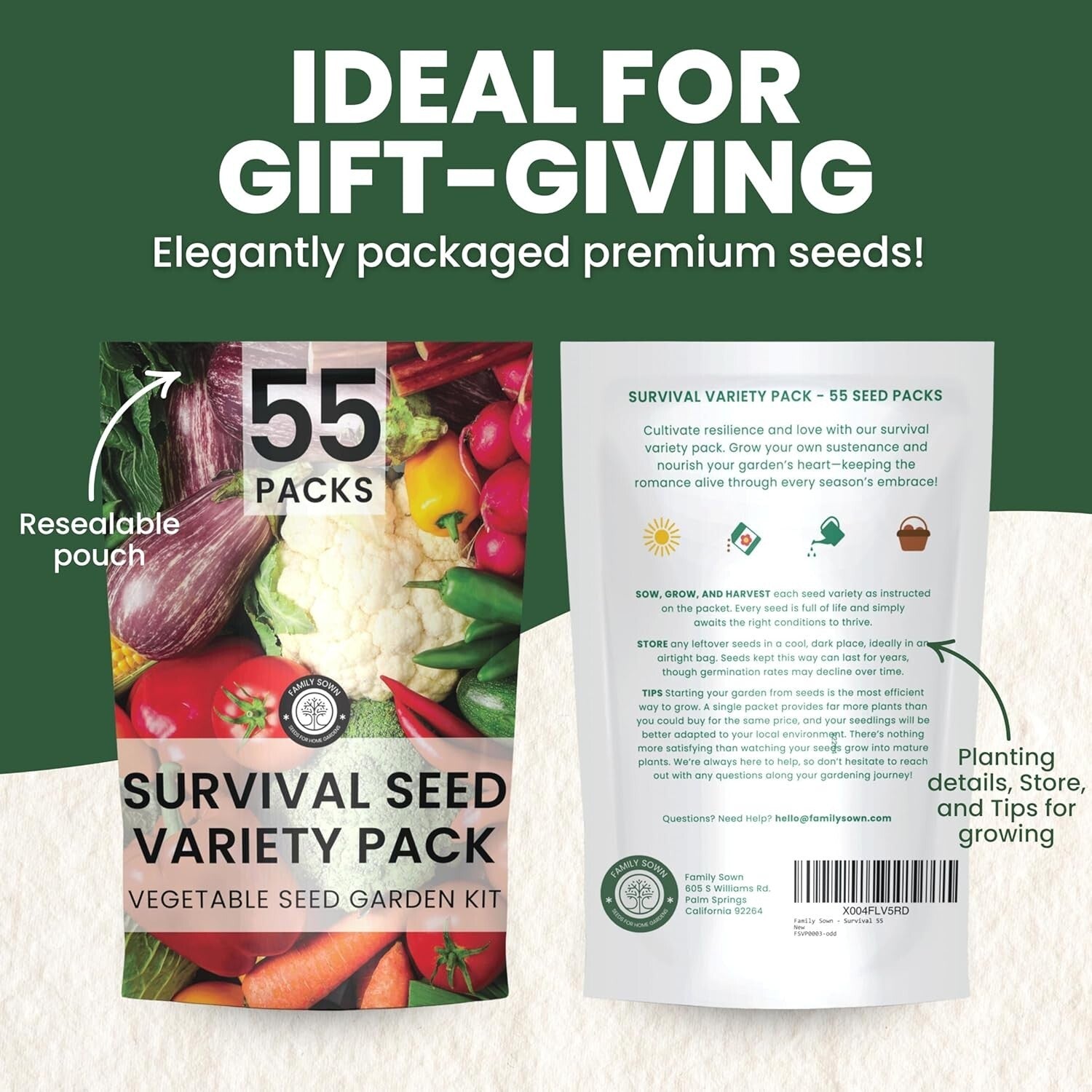 Ultimate 55-Packet Heirloom Vegetable Seed Vault for Doomsday Preppers