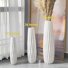 Load image into Gallery viewer, Durable 24-Inch White Ceramic Vase with Floral Pattern - Modern Home Centerpiece