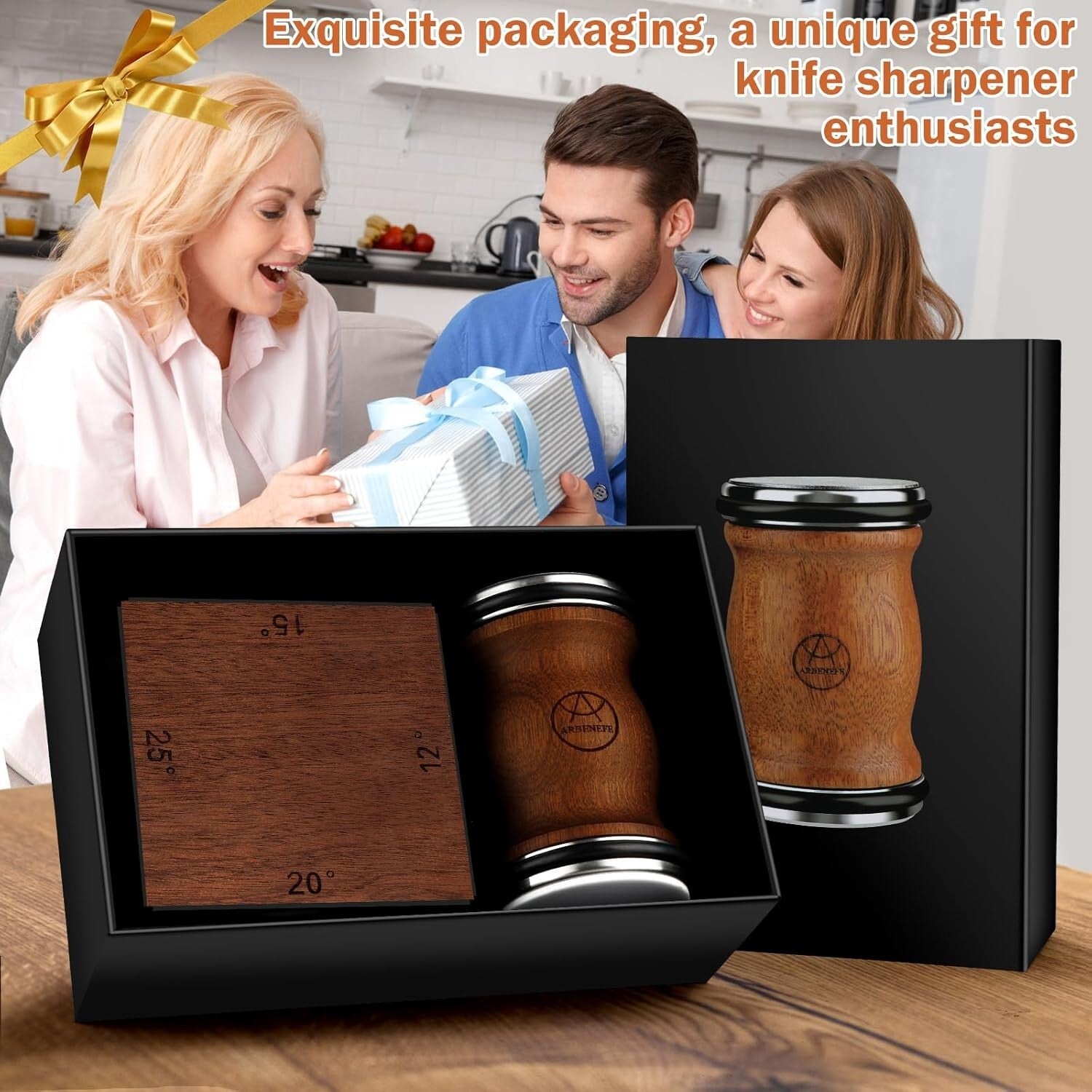 Effortless Kitchen Knife Sharpening Kit with Gift Box - 4 Adjustable Angles