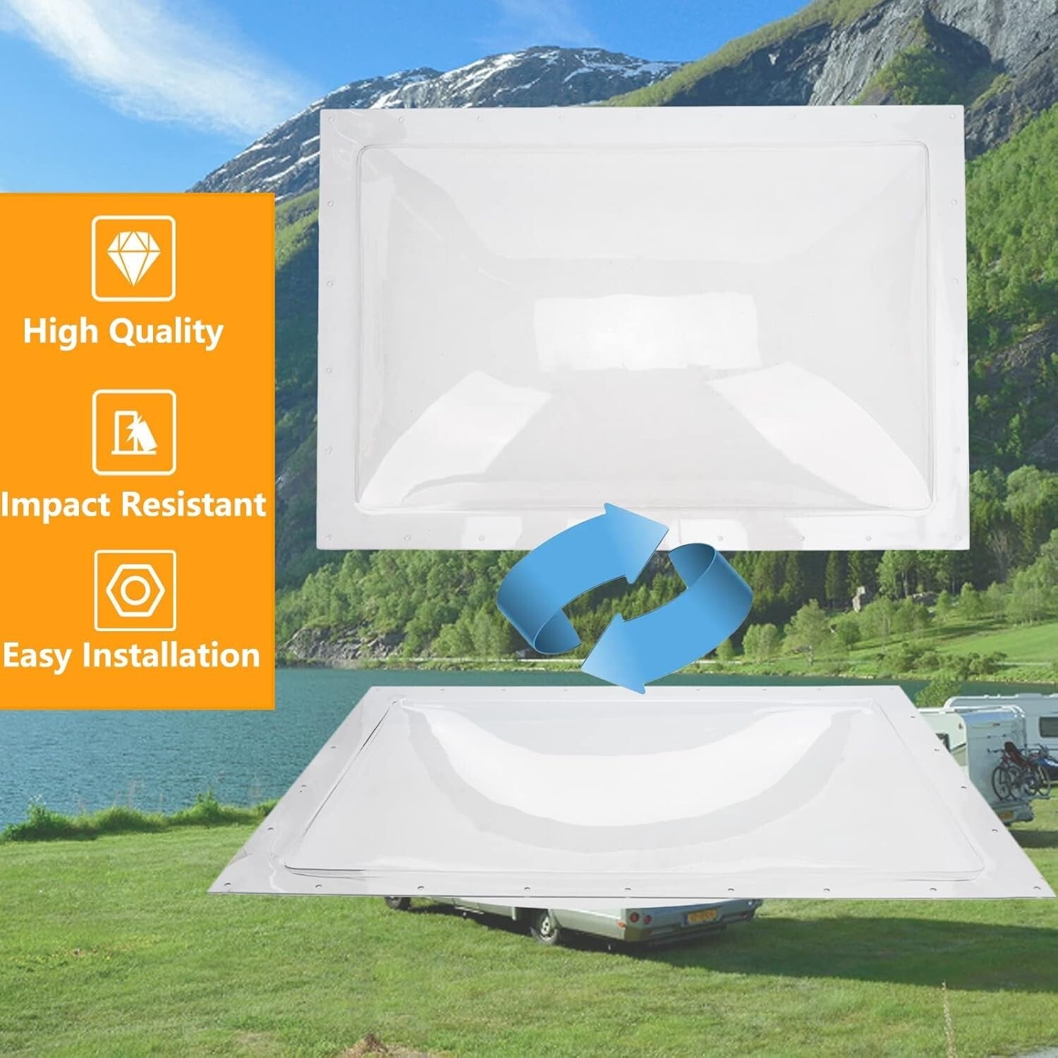 Durable Polycarbonate RV Skylight Dome 18"x26" - Weather-Resistant, Easy Install