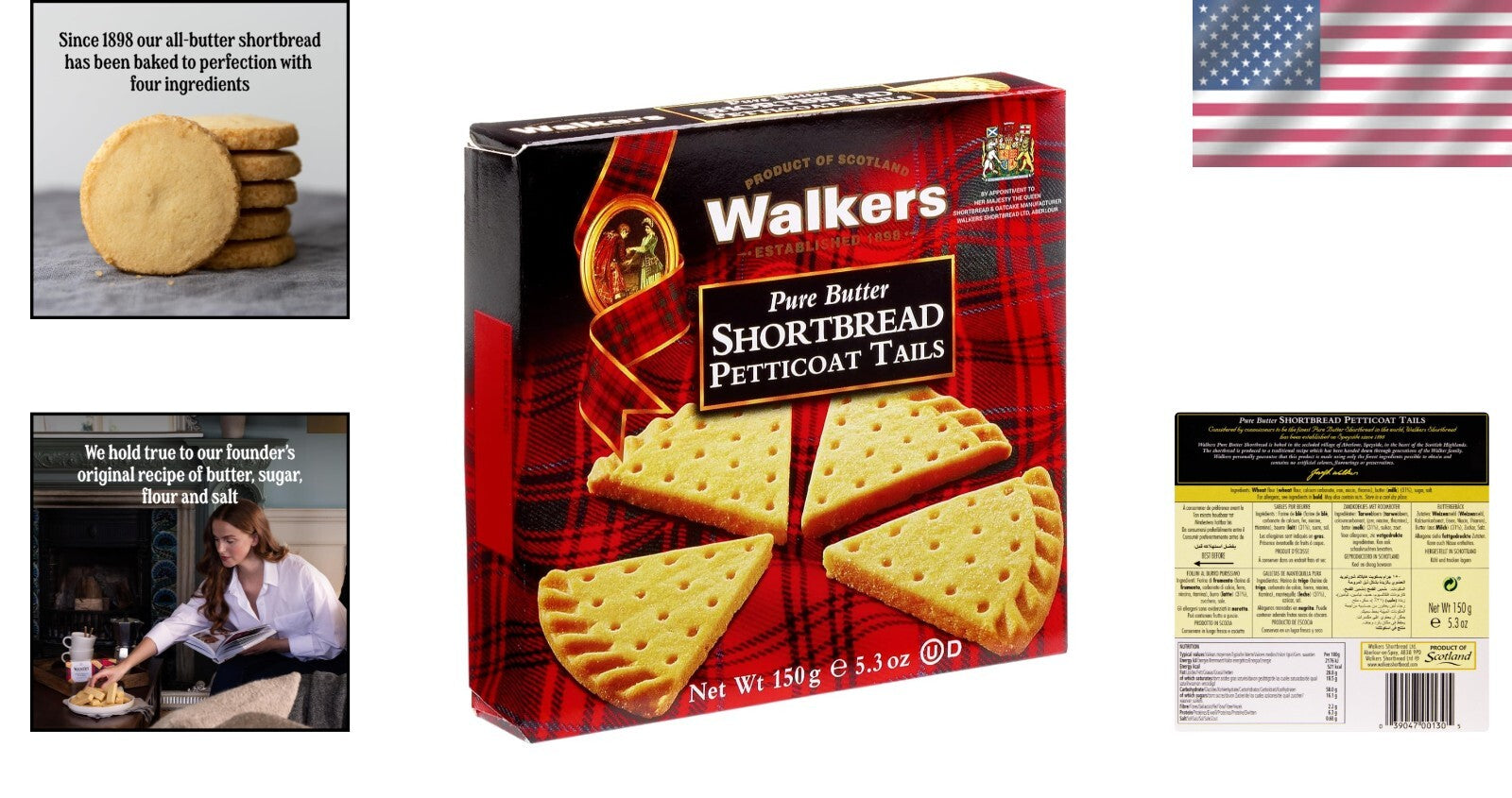 Classic Scottish Shortbread Cookies - All-Butter Petticoat Tails, 5.3 Oz Boxes