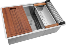 Load image into Gallery viewer, 32-Inch Workstation Undermount Stainless Steel Kitchen Sink with Cutting Board
