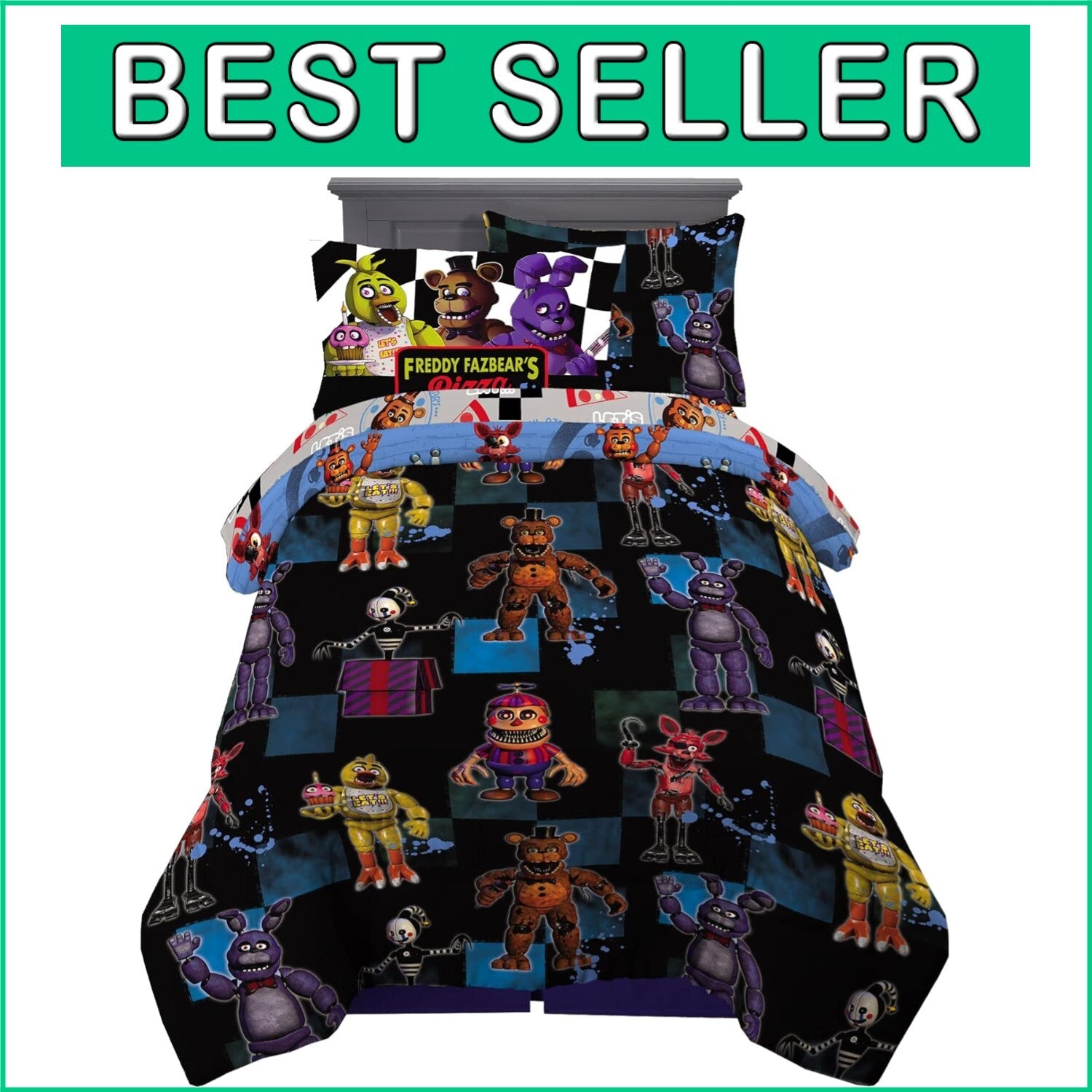 Cozy Reversible 5 Piece Kids Bedding Set - Five Nights At Freddy's Twin Size