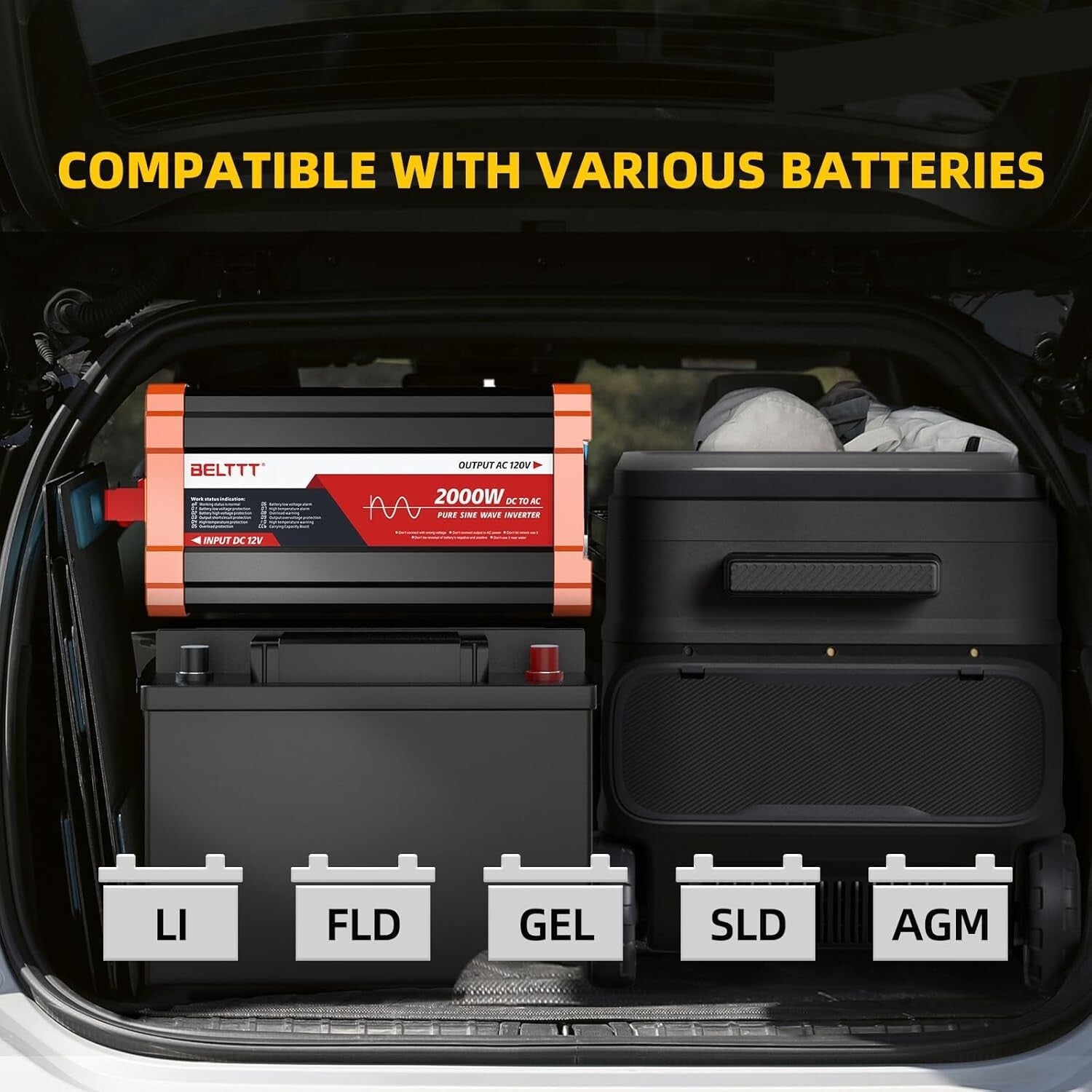 Efficient 2000W DC to AC Inverter for Off-Grid Living & Outdoor Adventures