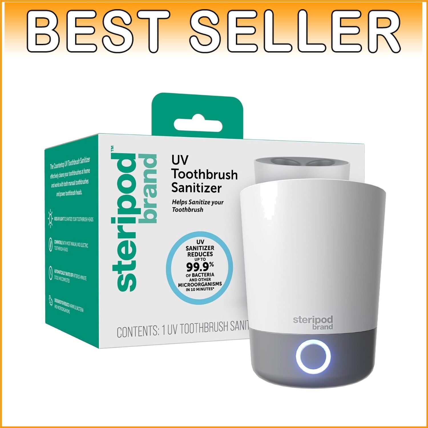 Compact UV Sanitizer for Toothbrushes - Fast Cleaning & Family-Friendly Design