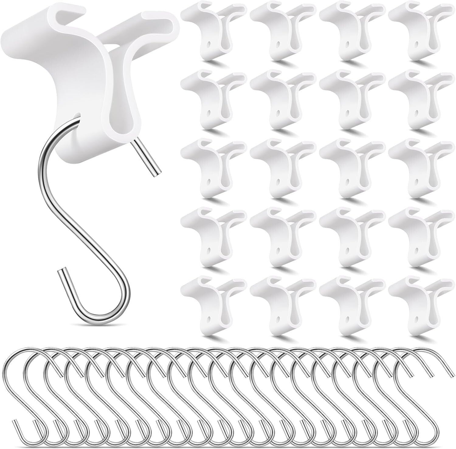 70 Pack Ceiling Hooks & Clips for Classrooms - Durable White Decor Solution