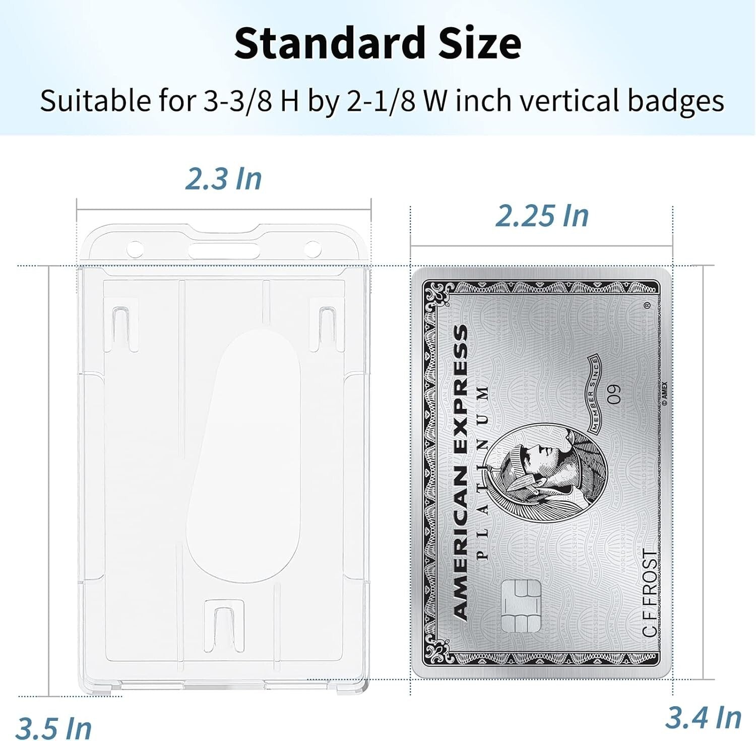 Durable 2-Card Vertical Badge Holders - 50 Pack with Clear PC Protection