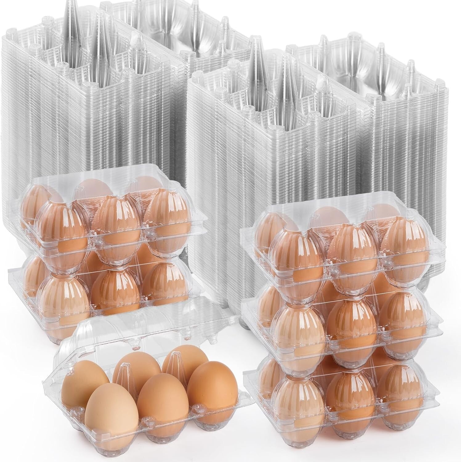 Lightweight 200 Count Clear Egg Cartons - Perfect for Farm Markets Display