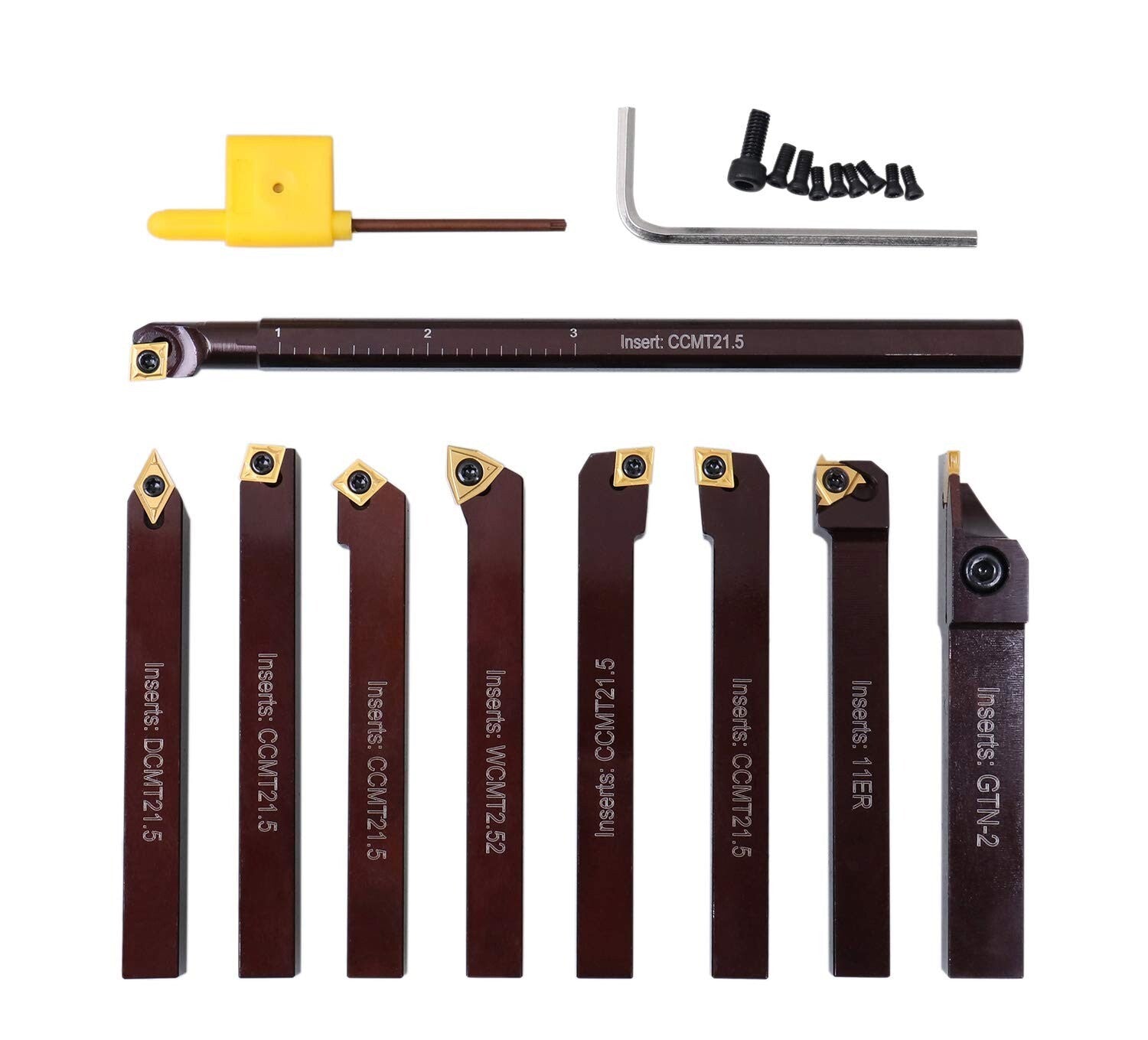 9-Piece Indexable Carbide Turning Tool Set with Boring Bar - Precision Machining