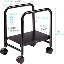 Load image into Gallery viewer, Height Adjustable Mobile CPU Stand with Locking Wheels – Black Metal Tower Cart