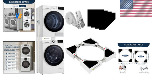 Adjustable Laundry Stacking Kit - Perfect Space Saver for 24-29 Inch Washers