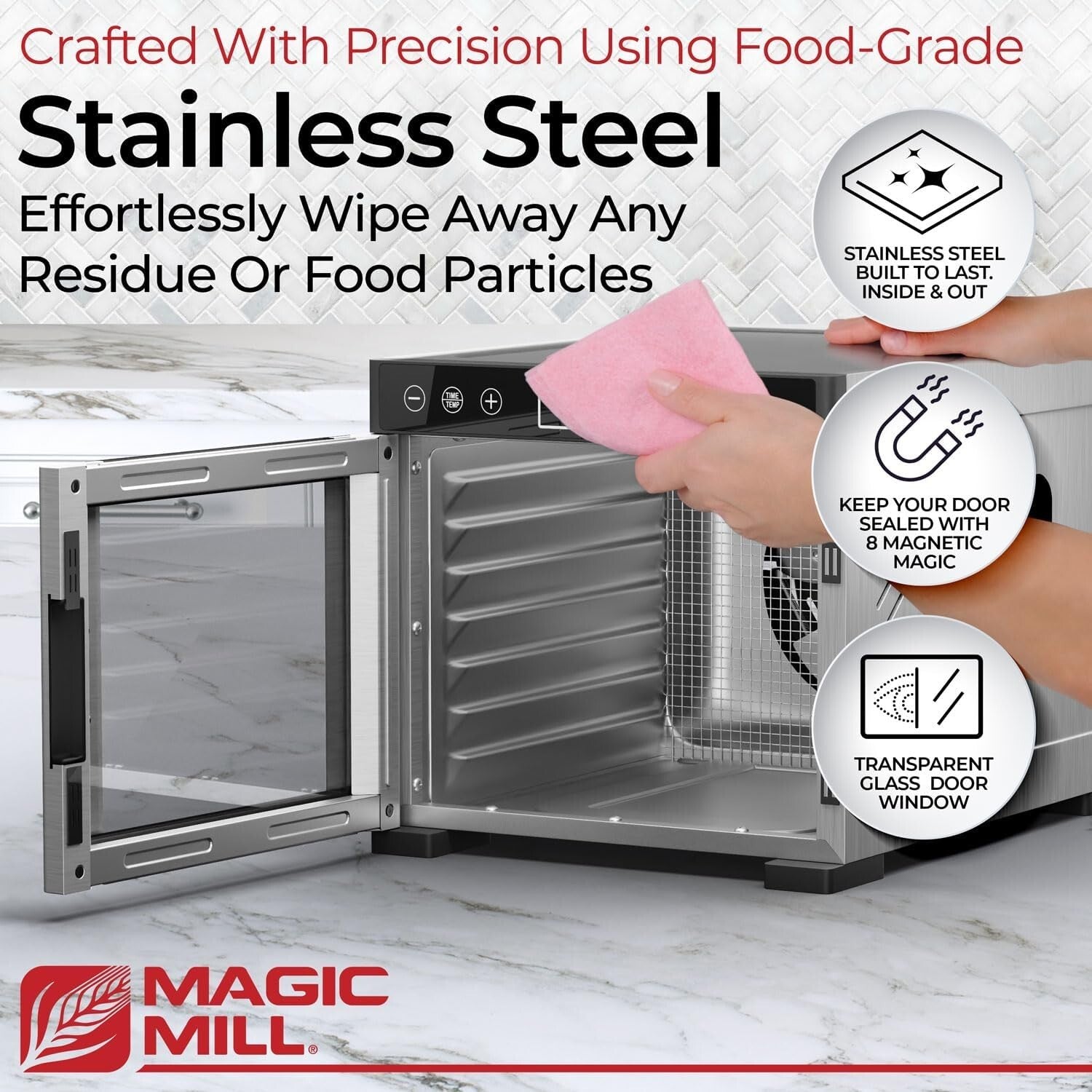 Premium 7-Tray Stainless Steel Food Dehydrator with Digital Timer and Keep Warm