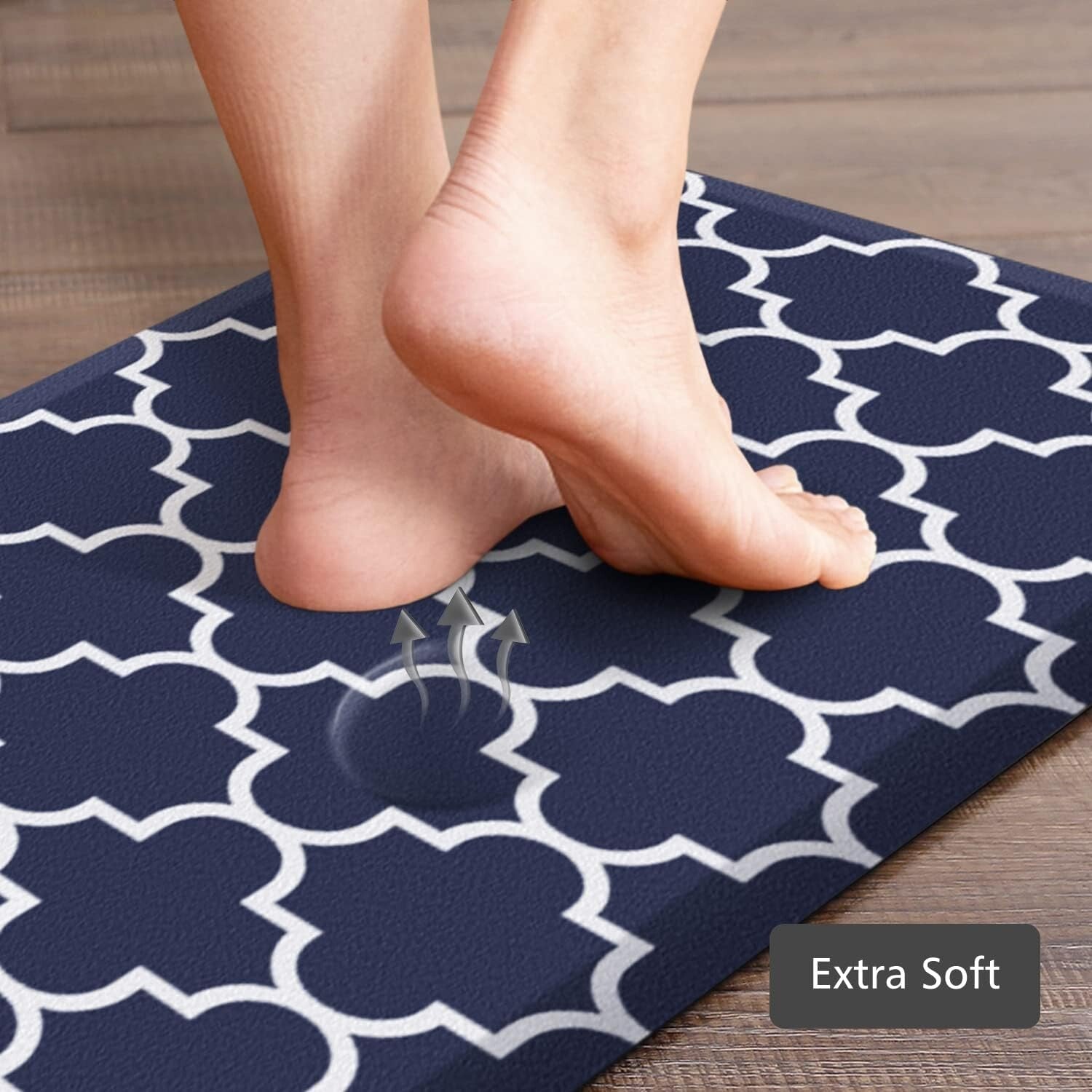 Waterproof Non-Skid Blue Kitchen Mat Set [2 Pcs] for Enhanced Standing Comfort