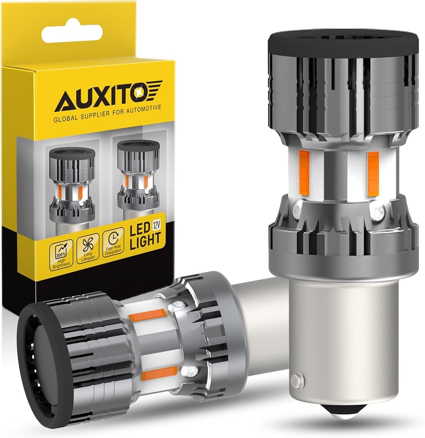 2025 Upgraded 1156 LED Turn Signal Bulbs - 4000LM Super Bright Amber Yellow