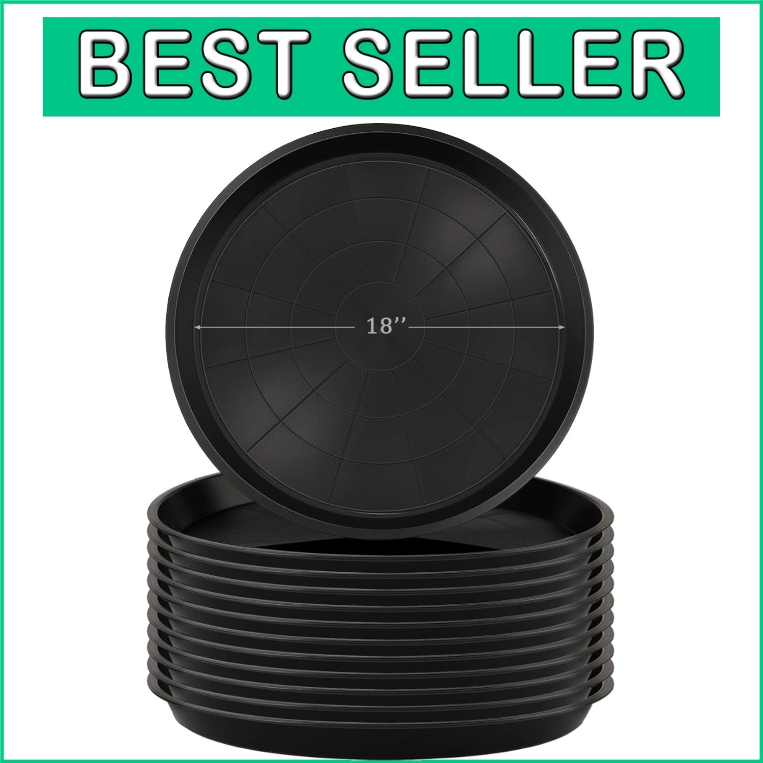 Elegant 12-Piece 18-Inch Round Plant Trays - Perfect for Indoors & Outdoors