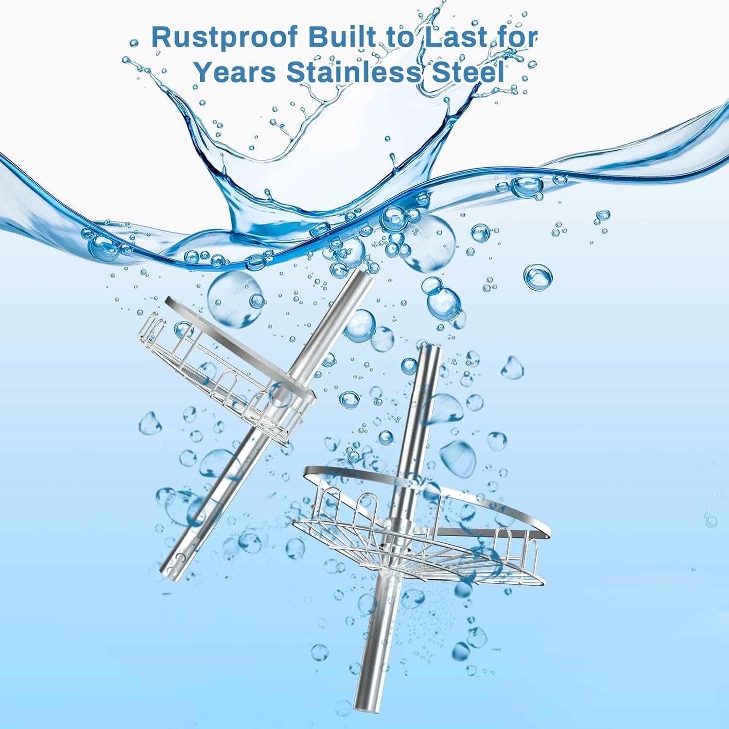 Stainless Steel Shower Corner Shelf with Adjustable Height & Towel Bar - Silver