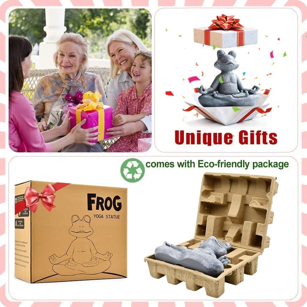 Intricate 12.5" L Meditating Frog Statue - Unique Gift for Zen Garden Lovers