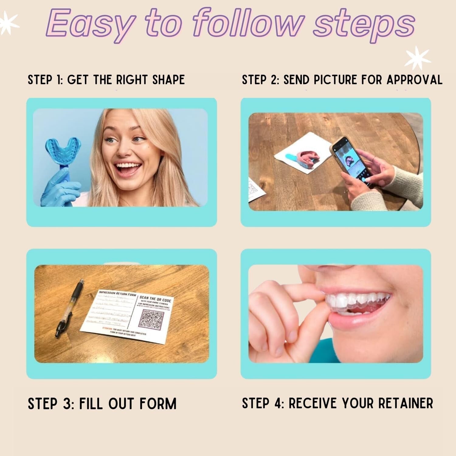 Custom Clear Dental Retainers Kit - Perfect Fit for Upper & Lower Teeth