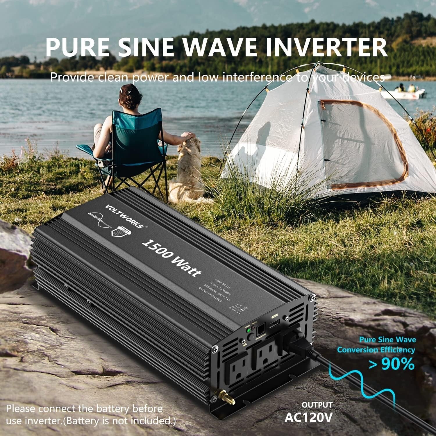 1500W Off-Grid Pure Sine Wave Inverter with Remote - Perfect for Emergency Use